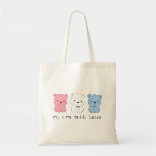 Ðute bear cub blue drawing for kids tote bag