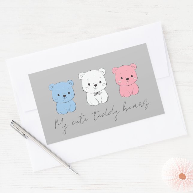 Сute bear cub, drawing for kids rectangular sticker (Envelope)
