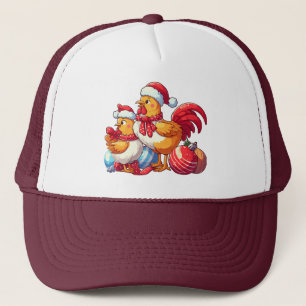 Сute Christmas Chickens, Xmas Farm Chickens   Trucker Hat