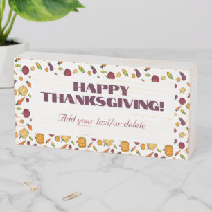 Сute pattern autumn vegetables wishes  wooden box sign