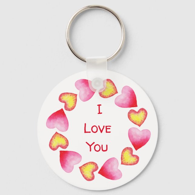 Сute  Romantic I Love You Valentine's Day   Keychain (Front)