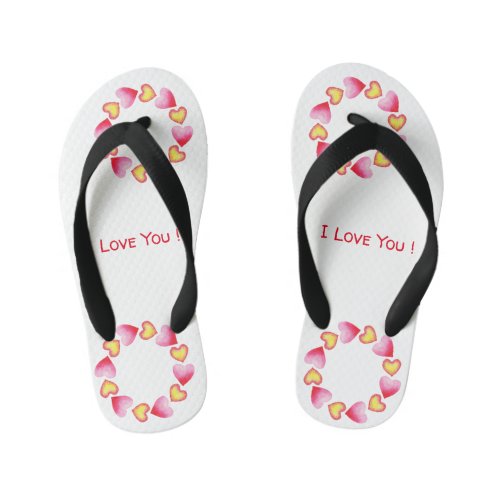 Сute  Romantic I Love You Valentines Day  Kids Flip Flops