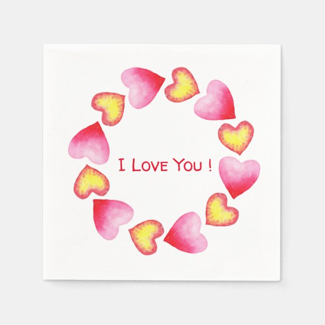 Сute  Romantic I Love You Valentine's Day  Napkins (Front)