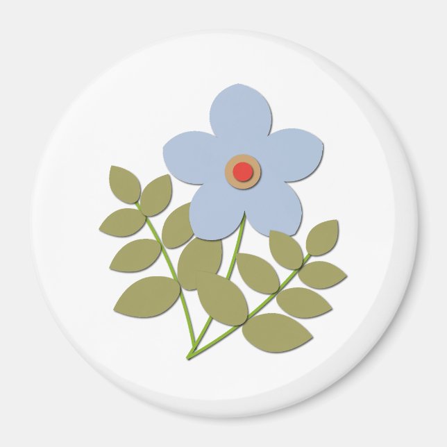 Сute simple blue flower magnet (Front)