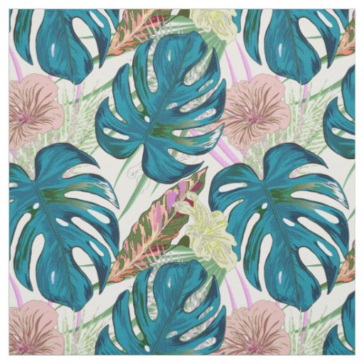 Темно-бирюзовый монстр, нежный персик и желтая fabric