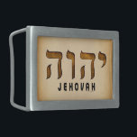 יהוה Jehovah Belt Buckle<br><div class="desc">יהוה Jehovah (YHWH, Yahweh) “The Name of God” - The Tetragrammaton in Hebrew. Biblical name of the God of Israel. ►Design image & text: “יהוה Jehovah” ►Design appeal: Hebrew, Judaism, Messianic Christians, Protestants, Believers of Bible scripture ►Design meaning: 4-letter name of Yahweh, Lord God of Israel, The Lord’s Name, Jehovah’s...</div>