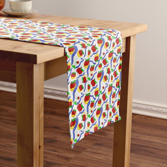 ראש השנה Rosh Hashanah shofar apples and honey Long Table Runner (In Situ)