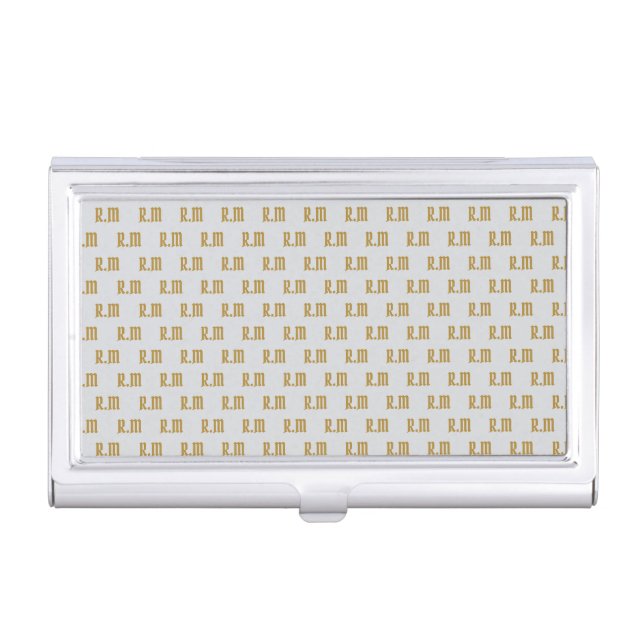  حروف اسم Elegant Monogram Business Card Case (Front)
