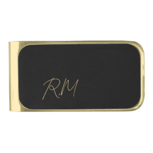 حروف اسم Elegant Monogram Gold Finish Money Clip