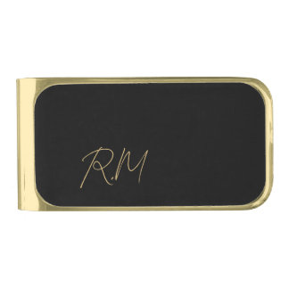 حروف اسم Elegant Monogram Gold Finish Money Clip