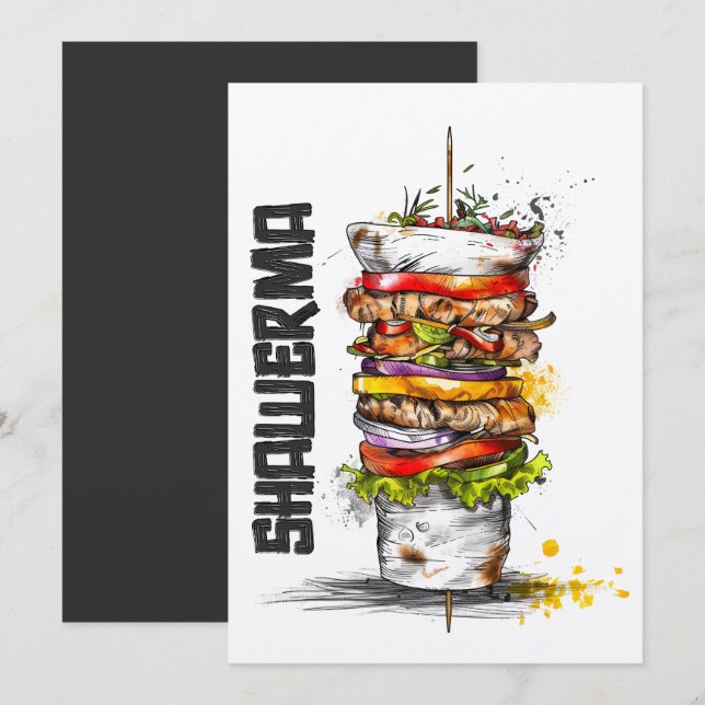 شاورما يا معلم أكل عربي- Shawarma Arabic Food Invitation (Front/Back)