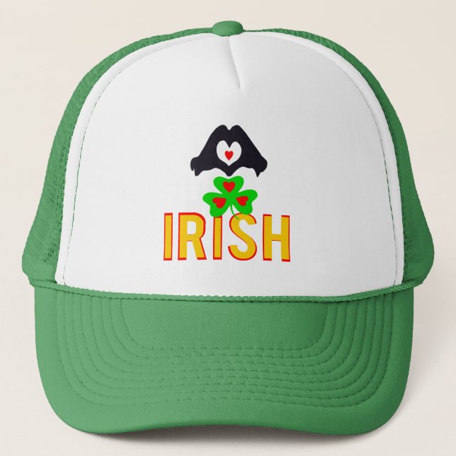 ❤ټ☘I Love Irish-Awesome St Patrick's Day Trucker Hat (Front)