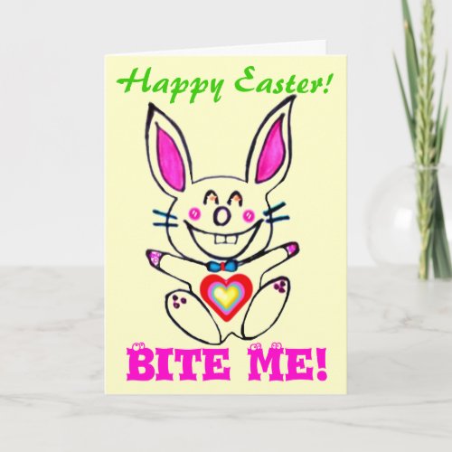๑t Naughty Bunny HappyEaster Card๑ Holiday Card