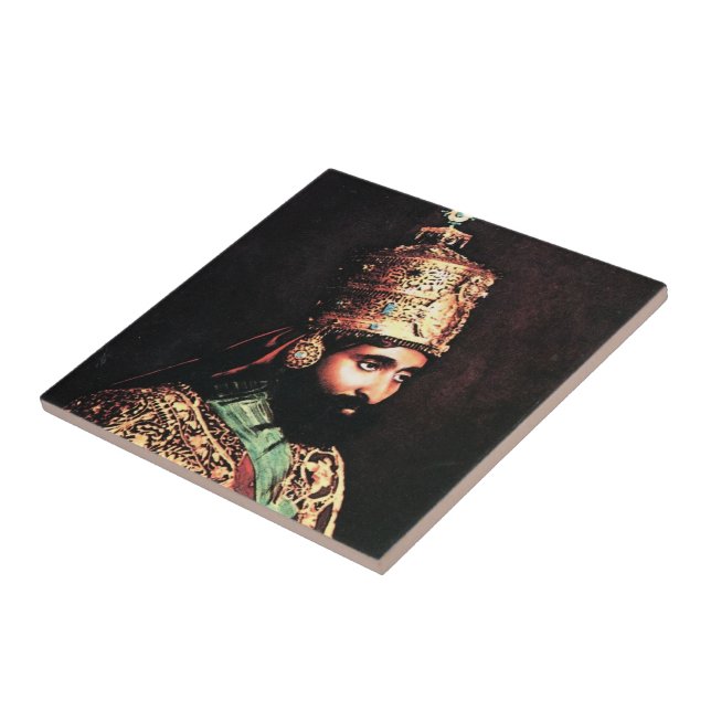 ቀዳማዊኃይለሥላሴ Haile Selassie I Jah Rastafari Roots Ceramic Tile (Side)