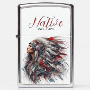 ᏣᎳᎩ ᎠᎵᏱᎵᏒ (Tsalagi Aliyi’isv - Cherokee Warrior) Zippo Lighter