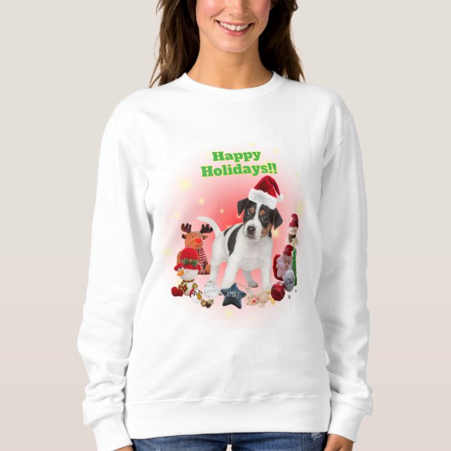 かわいいジャックラッセルテリアとおもちゃ ハッピーホリデー♡ SWEATSHIRT (Front)