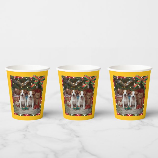 かわいいジャックラッセルテリアの子犬たちとクリスマス♡ PAPER CUPS (Multi)