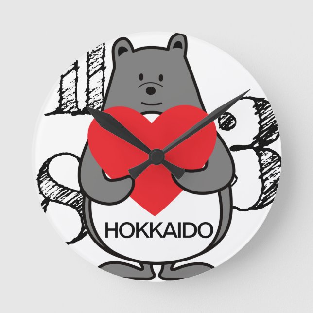 くまぺん　らぶ北海道　Love Hokkaido Round Clock (Front)