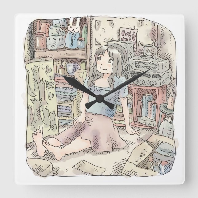 さなごさじ SQUARE WALL CLOCK (Front)