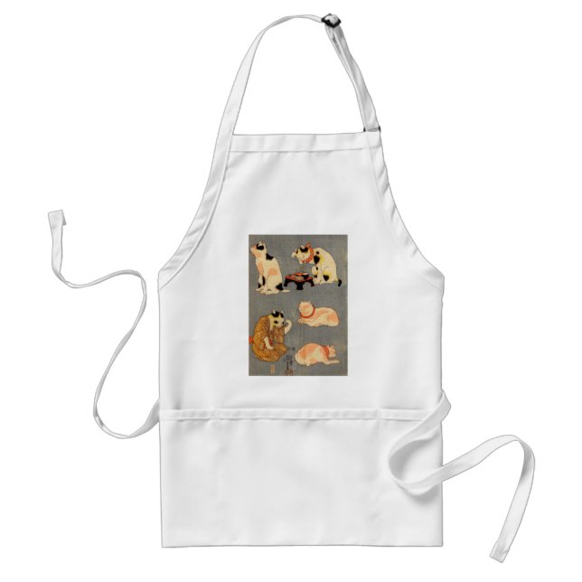 たとえ尽の内（中）, 国芳 Japanese Cats(2), Kuniyoshi, Ukiyo-e Adult Apron (Front)