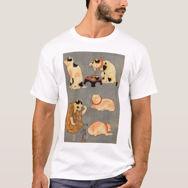 たとえ尽の内（中）, 国芳 Japanese Cats(2), Kuniyoshi, Ukiyo-e T-Shirt (Front)