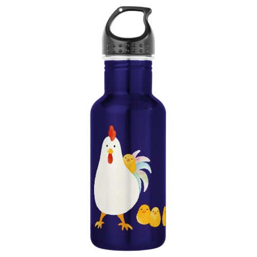 にわとりとひよこ水彩 A chicken and chicks Watercolor Stainless Steel Water Bottle