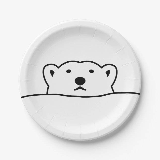 【のぞくホッキョクグマ】 Looking polar bear Paper Plates (Front)