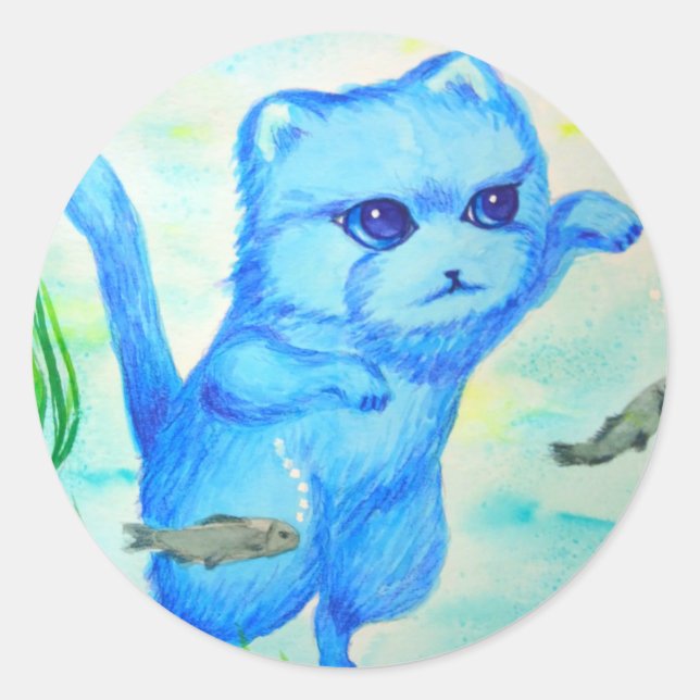 みずうみのネコ CLASSIC ROUND STICKER (Front)