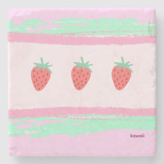 イチゴ柄がかわいい ピンク♡ STONE COASTER