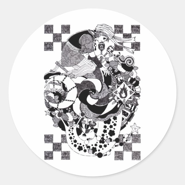 カタツムリの夕べ（An evening of snails） Classic Round Sticker (Front)