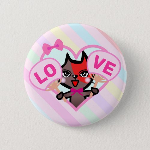 キュートな赤茶ねこ　可愛いうちわ　Cute red brown cat Button