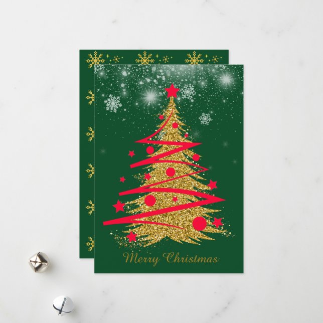 グリーンエレガントなクリスマスカード♡ HOLIDAY CARD (Front/Back In Situ)