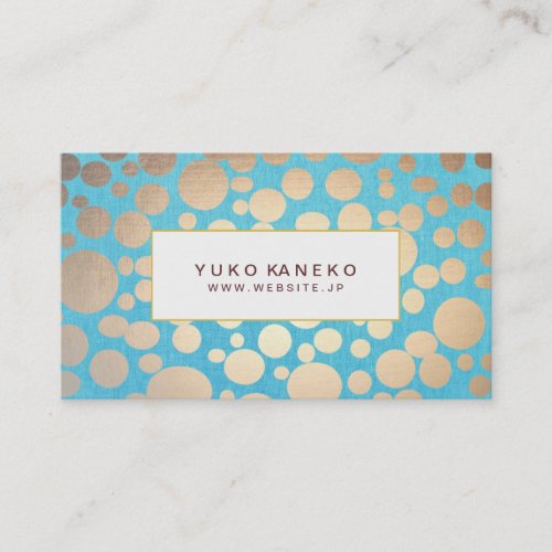 ターコイズフェイクリネンとゴールドサークルサロン BUSINESS CARD