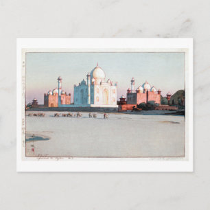 タージ・マハル, Taj Mahal, Agra, Hiroshi Yoshida, Woodcut Postcard
