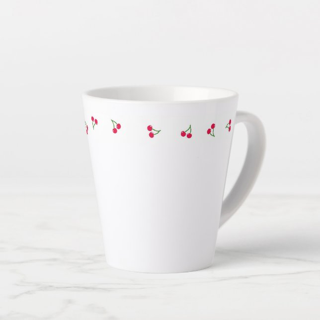 チェリー＆ギンガムチェック　  カフェラテマグ LATTE MUG (Right Angle)