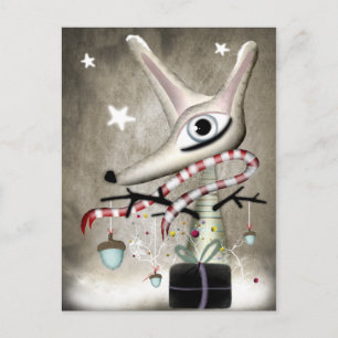 ドングリ Winter Christmas acorn new year fox Postcard