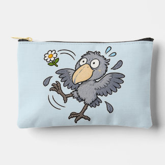 ハシビロコウ 花が飛んで慌てる 水色 ACCESSORY POUCH