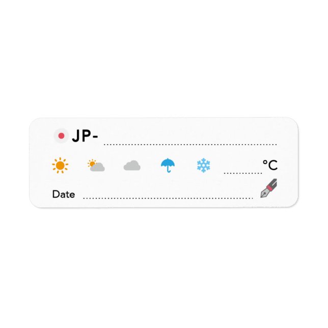 ポスクロID・天気・日付シール（日本）ポストクロッシング　Postcrossing ラベル Label (Front)