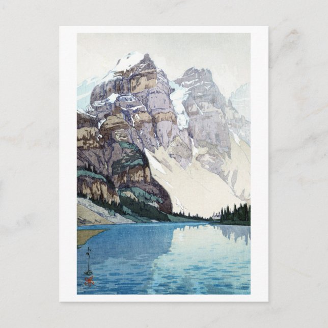モレーン湖, Moraine Lake, Hiroshi Yoshida, Woodcut Postcard (Front)