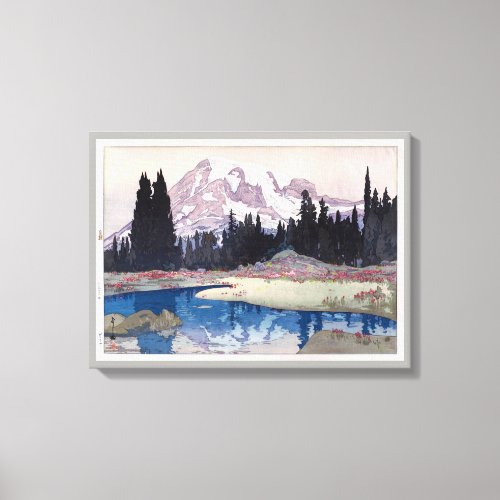 レーニア山 Mount Rainier Hiroshi Yoshida Woodcut Canvas Print