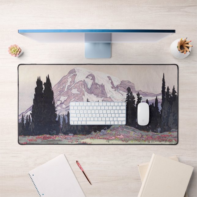レーニア山, Mount Rainier, Hiroshi Yoshida, Woodcut Desk Mat (Office 1)