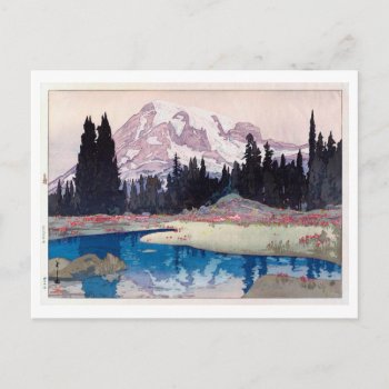 レーニア山  Mount Rainier  Hiroshi Yoshida  Woodcut Postcard by ukiyoemuseum at Zazzle