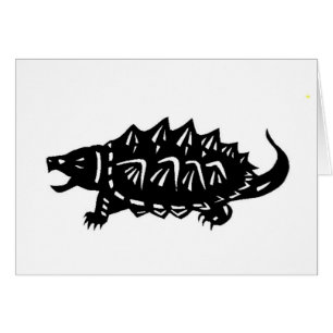 ワニガメ 亀 切り絵 alligator snappin cards