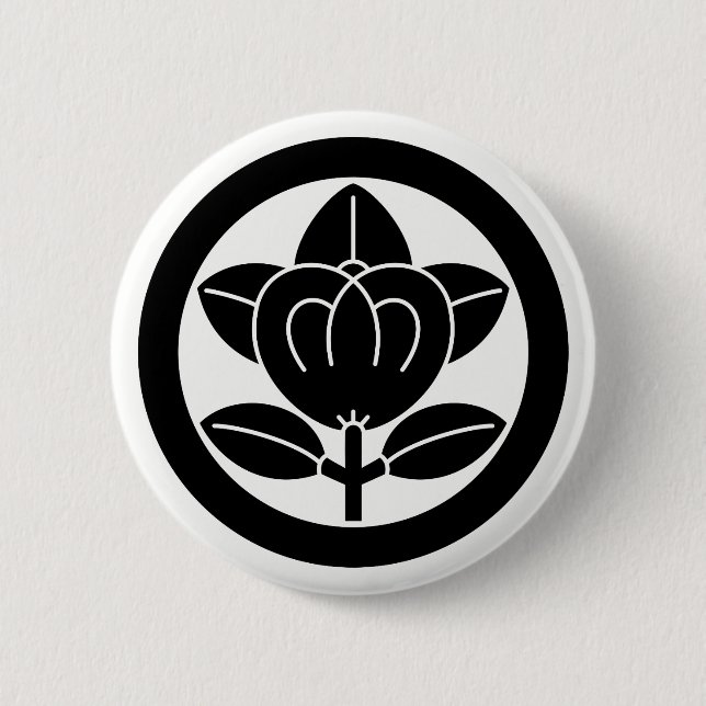 丸に橘（六つ割り作図） PINBACK BUTTON (Front)