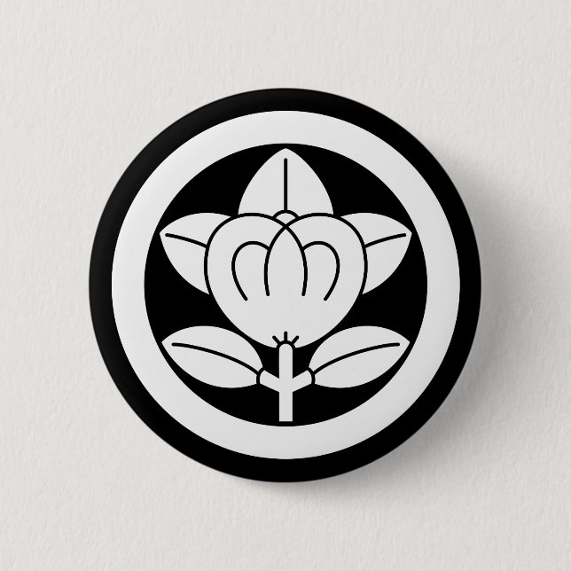 丸に橘（六つ割り作図） PINBACK BUTTON (Front)