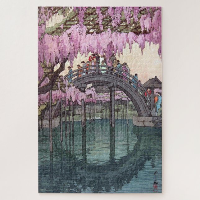 亀戸天神, Kameido Bridge, Hiroshi Yoshida, Woodcut Jigsaw Puzzle (Vertical)