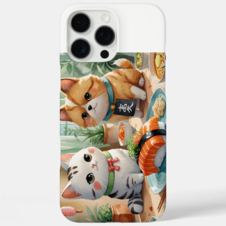 「仲良し猫の寿司時間(Cat Friends' Sushi Time)」 iPhone 16 Pro Max Case