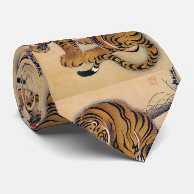 伊藤若冲、虎図 NECK TIE (Rolled)