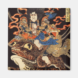 侍と化け蛙, 国芳 Samurai and Giant Frog, Kuniyoshi, Ukiyo Magnet