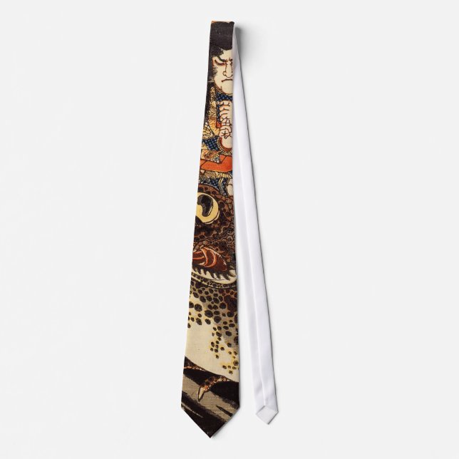 侍と化け蛙, 国芳 Samurai and Giant Frog, Kuniyoshi, Ukiyo Neck Tie (Front)